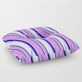 [ Thumbnail: Light Cyan, Blue, Violet, and Dark Grey Colored Lines/Stripes Pattern Floor Pillow ]