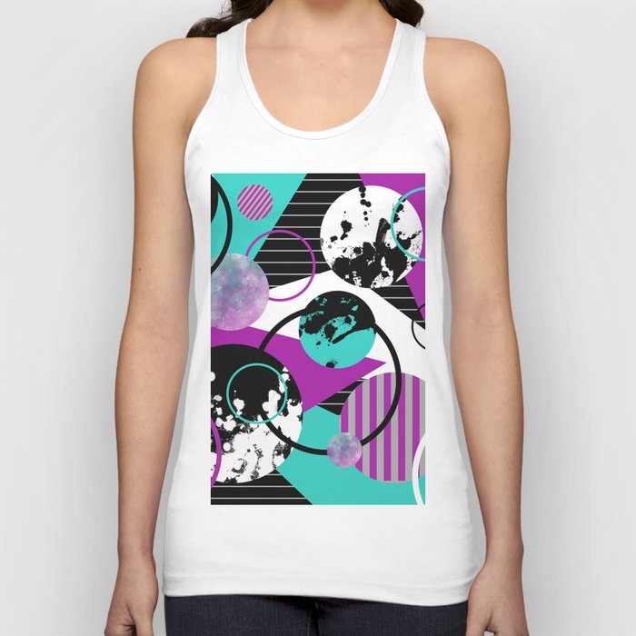 Eclectic Geometric (Abstract blue, purple, black, white) Tank Top