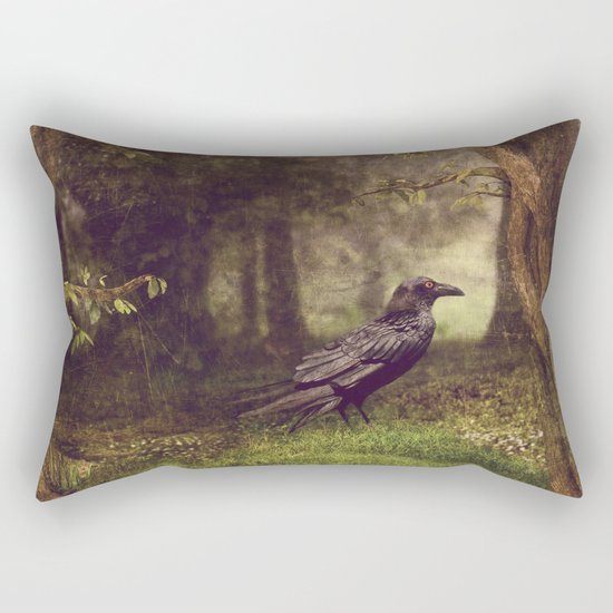 Raven in forest Rectangular Pillow