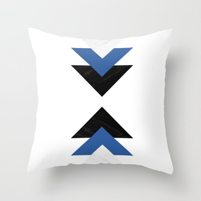 Marble blue arrows collage pillow by ARTbyJWP | society6.com