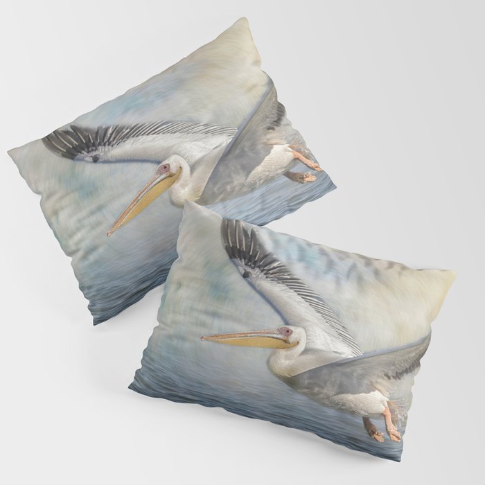 Flight of a Great White Pelican Pillow Sham