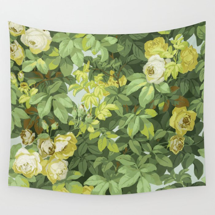 White and Yellow Roses from 1904 Wall Tapestry
