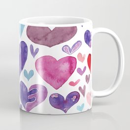 Bunch of Hearts Pattern - Pink Red Purple Blue Coffee Mug
