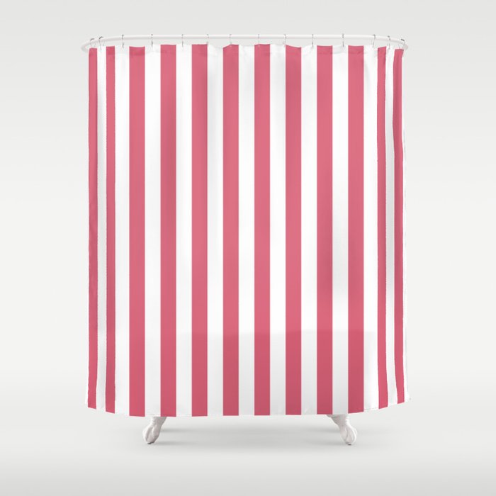 Large Nantucket Red And White Cabana Tent Stripes Shower Curtain