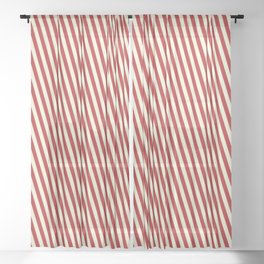 [ Thumbnail: Red & Beige Colored Pattern of Stripes Sheer Curtain ]