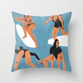 Surf Girls Throw Pillow