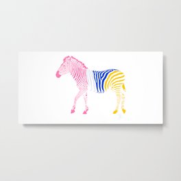 Zebra 14B Metal Print | Onejyoo, Zebra, Yellow, Graphicdesign, Zebra14B, Africa, Blue, White, Stripes, Animal 