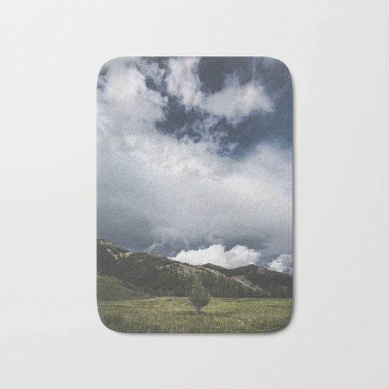 Landsape Waterton Meadow and Rolling Hills | Nature | Skyscape Clouds Bath Mat