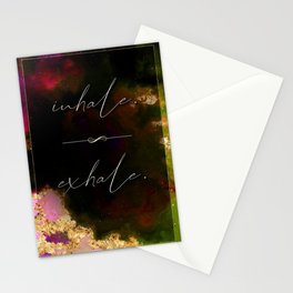 Inhale Exhale Rainbow Gold Quote Motivational Art Stationery Card