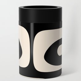 Mid Century Modern Piquet Abstract Pattern in Black and Almond Cream Can Cooler