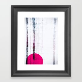 Pink Circle Straight Lines Abstract Black and White Framed Art Print