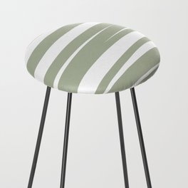 Modern Abstract Stripes Minimalist Pattern in Sage Green and White Counter Stool