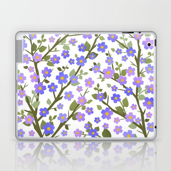Lovely Blossoms - lilac on white Laptop & iPad Skin