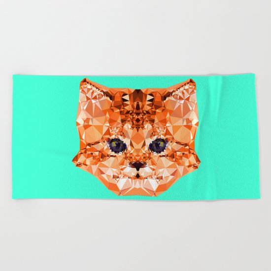 Geometric Kitten Beach Towel