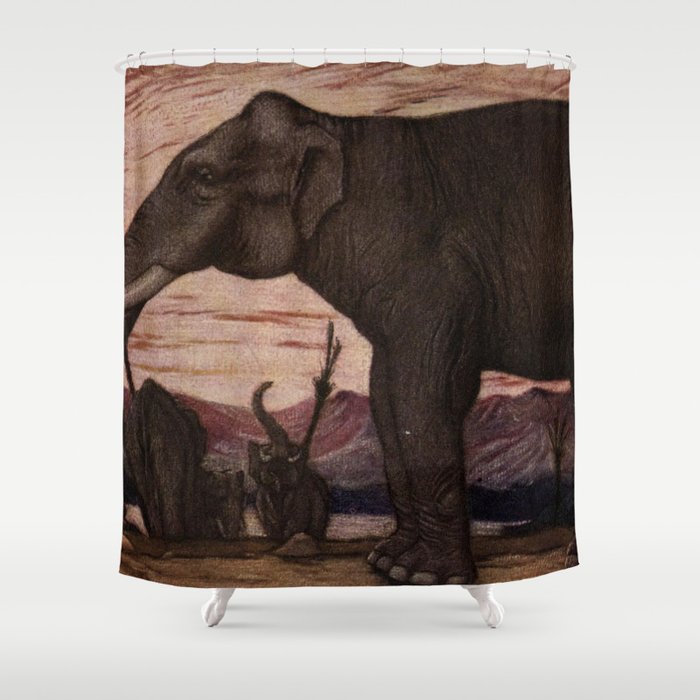 Vintage Elephant Painting 1909 Shower Curtain By Bravuramedia
