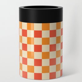 Orange Crossings - Classic Gingham Checker Print Can Cooler | Curated, Digital, Orange, Simple, Checker, Picnic, Gingham, Pattern, Graphicdesign 