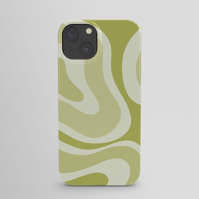Modern Retro Liquid Swirl Abstract in Light Lime Avocado Green Tones iPhone Case
