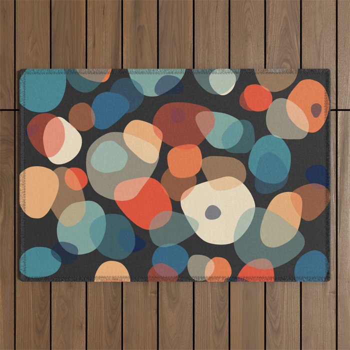 Retro pebbles dark Outdoor Rug