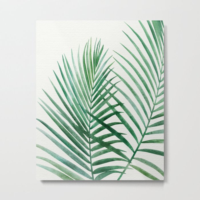 Emerald Green Palm Frond Watercolor Metal Print