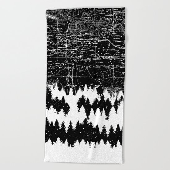 Map Silhouette Square Beach Towel