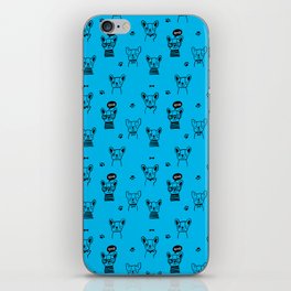 Turquoise and Black Hand Drawn Dog Puppy Pattern iPhone Skin