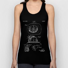 Firemans Helmet Patent - Fire Fighter Art - Black Chalkboard Tank Top