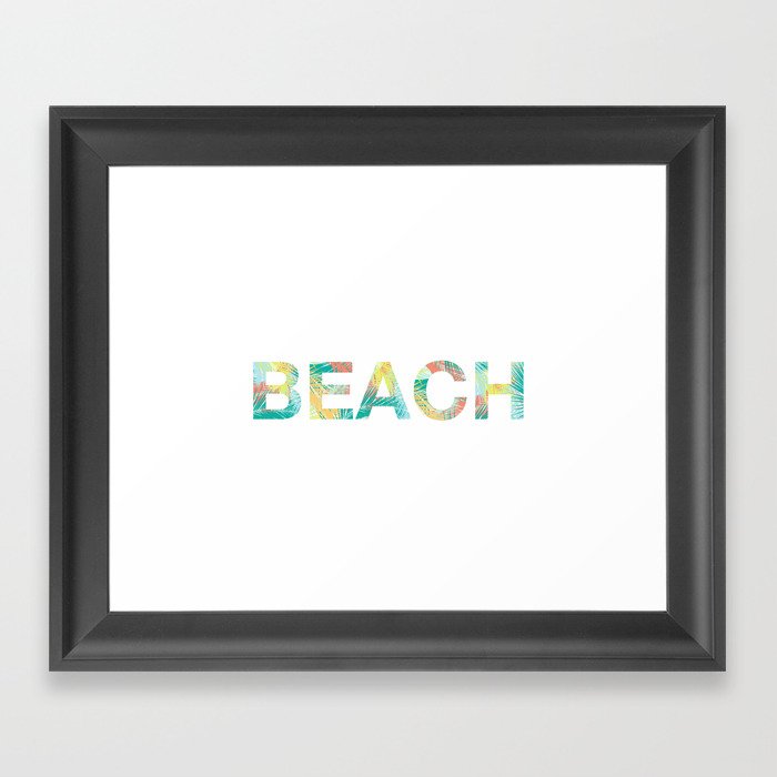 Tropical BEACH Palm Word Print Framed Art Print