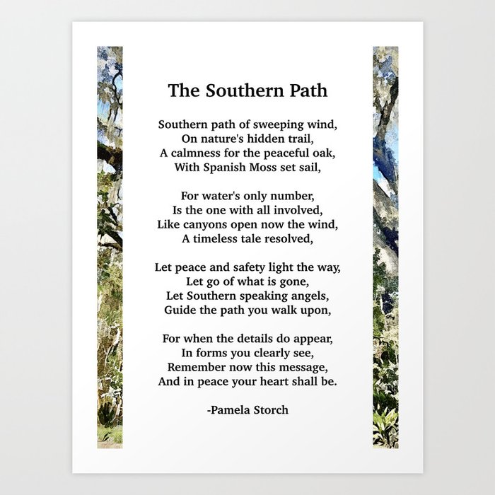 The Southern Path Poem Art Print