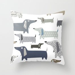 Wiener Dog Pattern Throw Pillow