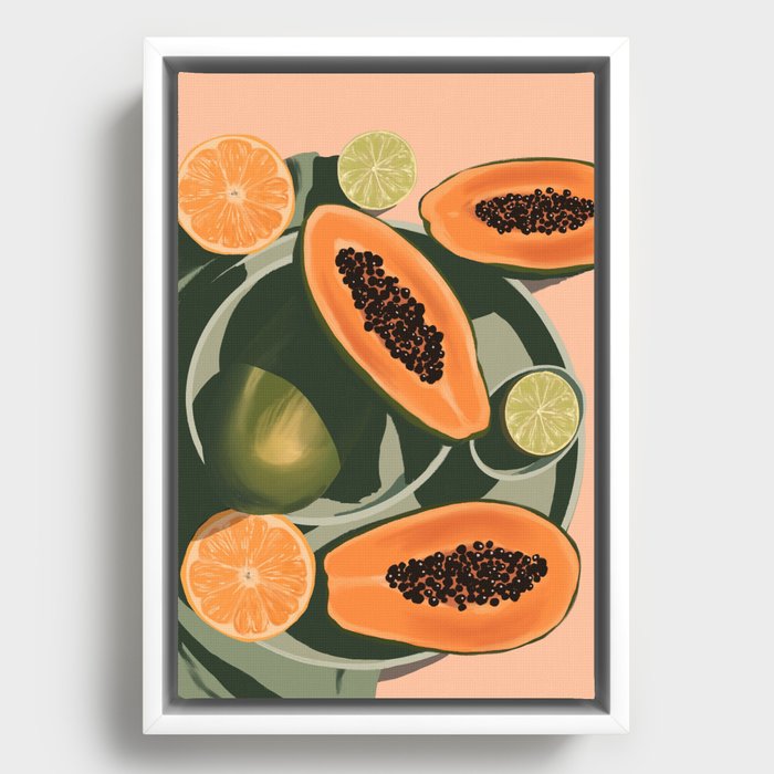 Summer papayas and citrus Framed Canvas