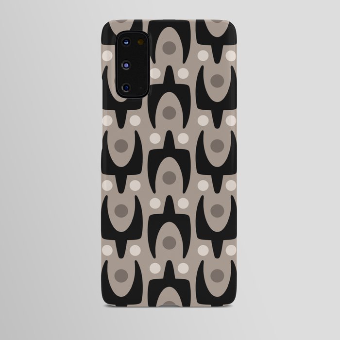 Mid Century Modern Abstract Pattern 755 Black and Beige Android Case