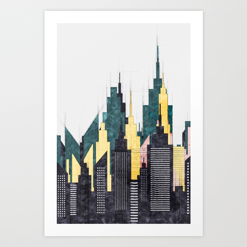 Colorful City Buildings And Skysers Sketch New York Skyline Colorful City Buildings And Skysers