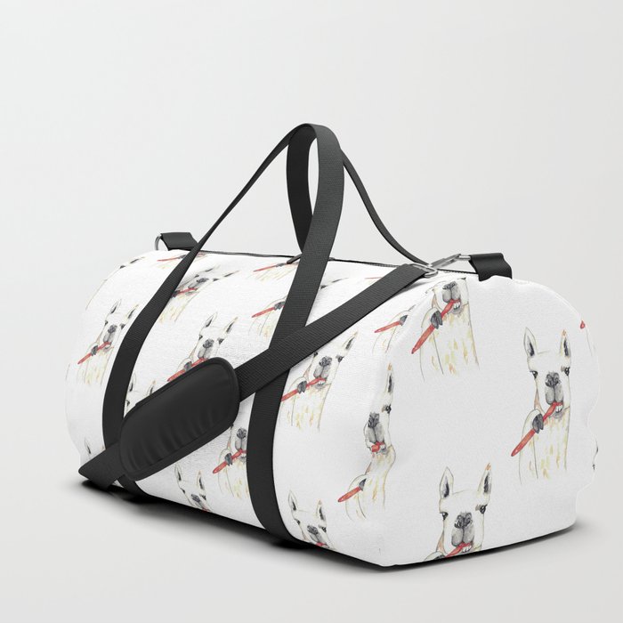 Llama brushing teeth bath watercolor  Duffle Bag