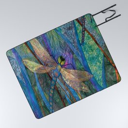 Colorful Dragonflies Picnic Blanket