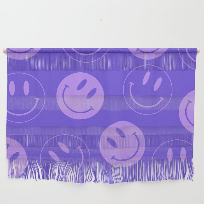Large Very Peri Retro Smiley Face - Purple Pastel Aesthetic Wall Hanging
