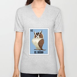 Spanish Owl Design - Mexican Lottery El Buho V Neck T Shirt