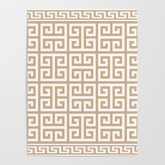 Greek Key (Tan & White Pattern) Poster