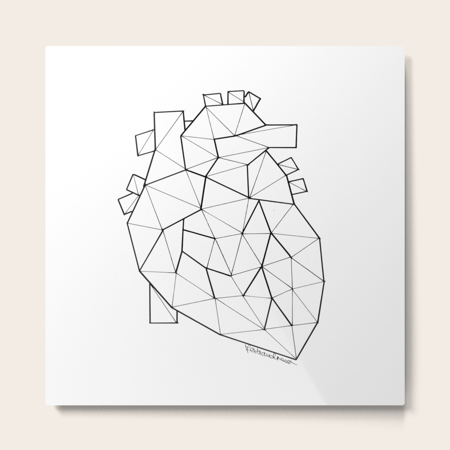 Minimal Crystal Heart Anatomy Metal Print By Andrea Joos Society6
