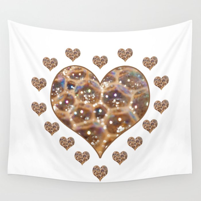 Coffee Heart Bubbles Wall Tapestry