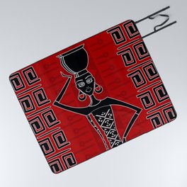 African Ethic Ornament Black and red N1 Picnic Blanket