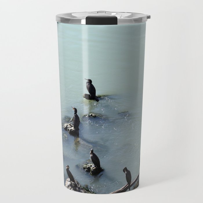 Cormorants Birds on the River Travel Mug