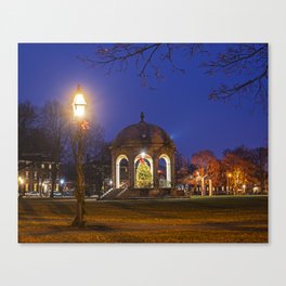 Salem Common at Christmas. Salem Christmas Tree Bandstand Canvas Print