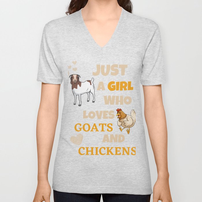 Farm Animal Lover Just A Girl Who Loves Goats And Chickens V Neck T Shirt