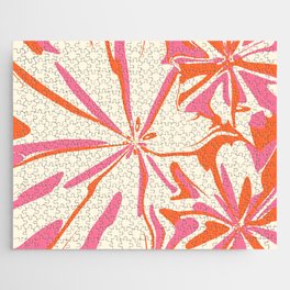 Fantasy Floral - Pink, Orange and Cream Jigsaw Puzzle