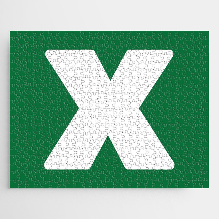 X (White & Olive Letter) Jigsaw Puzzle