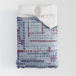 rust red and blue batik inspired ink marks hand-drawn collection Comforter