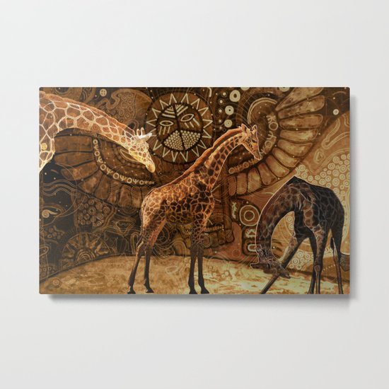 Three Giraffes Metal Print