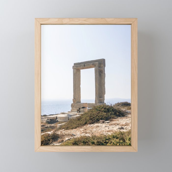 Portara of Apollo | Greek Stone Portal in Naxos | Summer Travel Photography | Golden Hour at the Cycaldic Islands Framed Mini Art Print