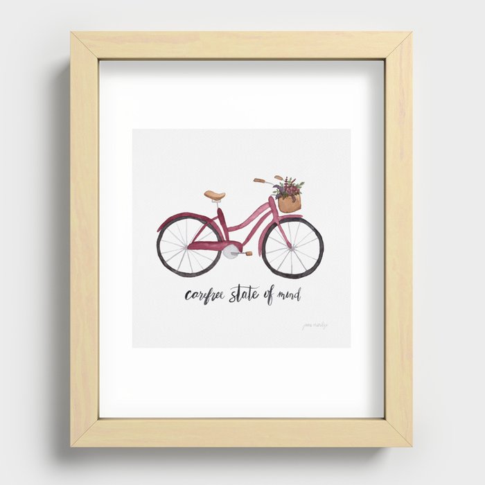 Bicycle Watercolor Recessed Framed Print