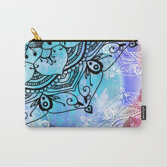 Bohemian Secret Blue & Pink Mandala Design Carry-All Pouch